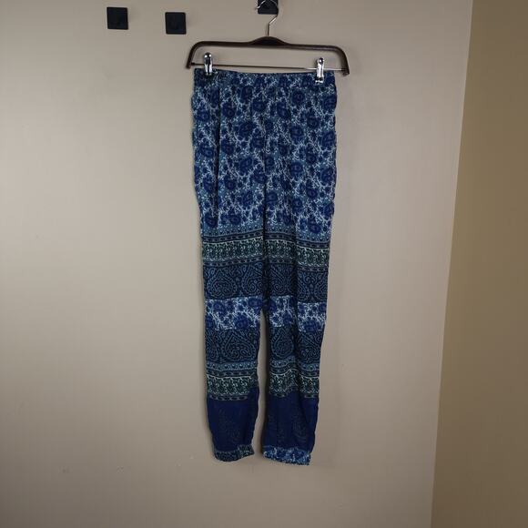 Raga Pull on Joggers in Blue Paisley Size S - Picture 1 of 8